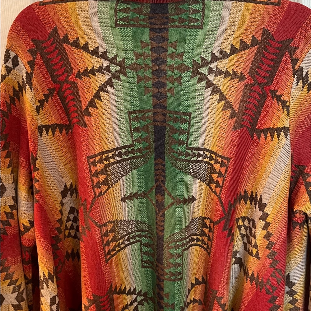 Polo by Ralph Lauren Coral & Green Southwestern Draped Knit Cardigan - Picture 6 of 7